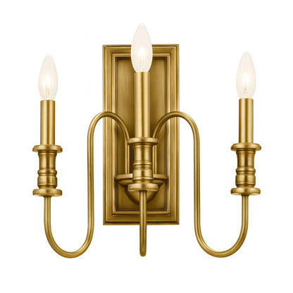 KICHLER Karthe 3-Light Beech and Brushed Nickel Hallway Wall Sconce Light
