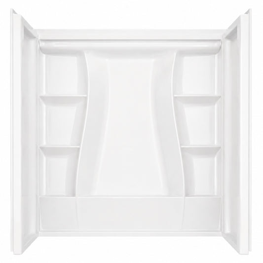 Delta Classic 500 60 in W x 61 25 in H x 32 in D 3 Piece Direct to Stud Alcove Bathtub Shower Surrounds in High Gloss White B23205 6032 WH