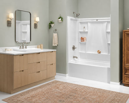 Delta Classic 500 60 in W x 61 25 in H x 32 in D 3 Piece Direct to Stud Alcove Bathtub Shower Surrounds in High Gloss White B23205 6032 WH