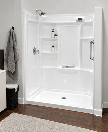Delta Classic 500 60 in L x 32 in W Alcove Shower Pan Base with Center Drain in High Gloss White B12135 6032C WH