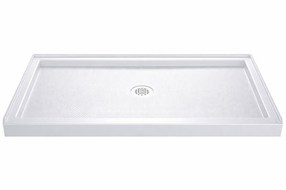 DreamLine SlimLine 60 in x 32 in Single Threshold Alcove Shower Pan Base in White with Center Drain