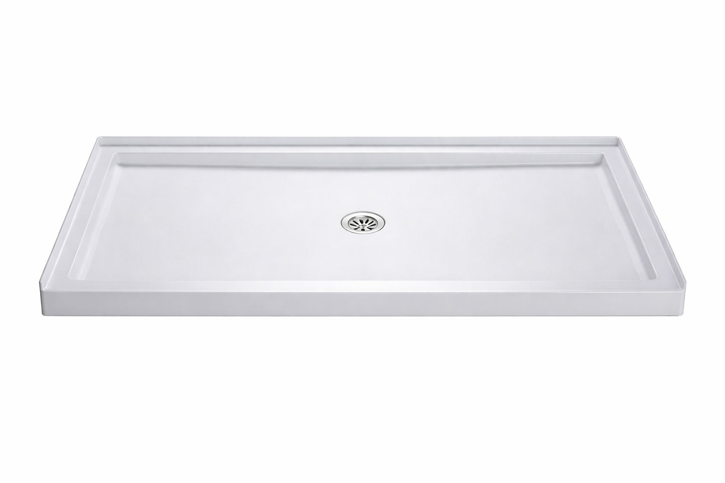 DreamLine SlimLine 60 in x 36 in Single Threshold Alcove Shower Pan Base in White with Center Drain