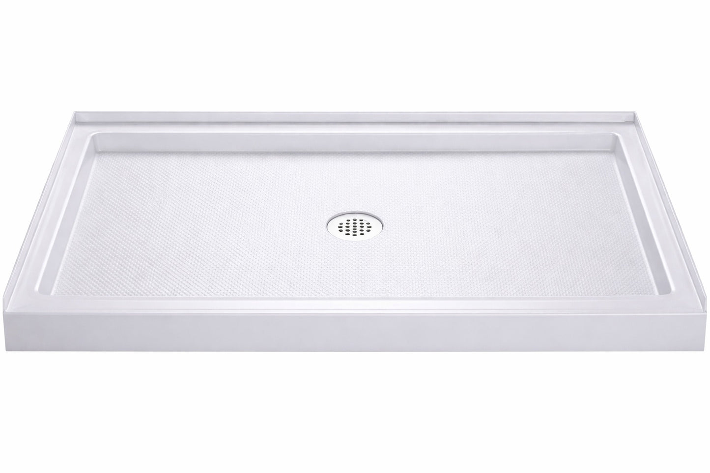 DreamLine SlimLine 60 in x 36 in Single Threshold Alcove Shower Pan Base in White with Center Drain
