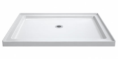 DreamLine SlimLine 48 in x 36 in Single Threshold Alcove Shower Pan Base in White with Center Drain DLT 1136480
