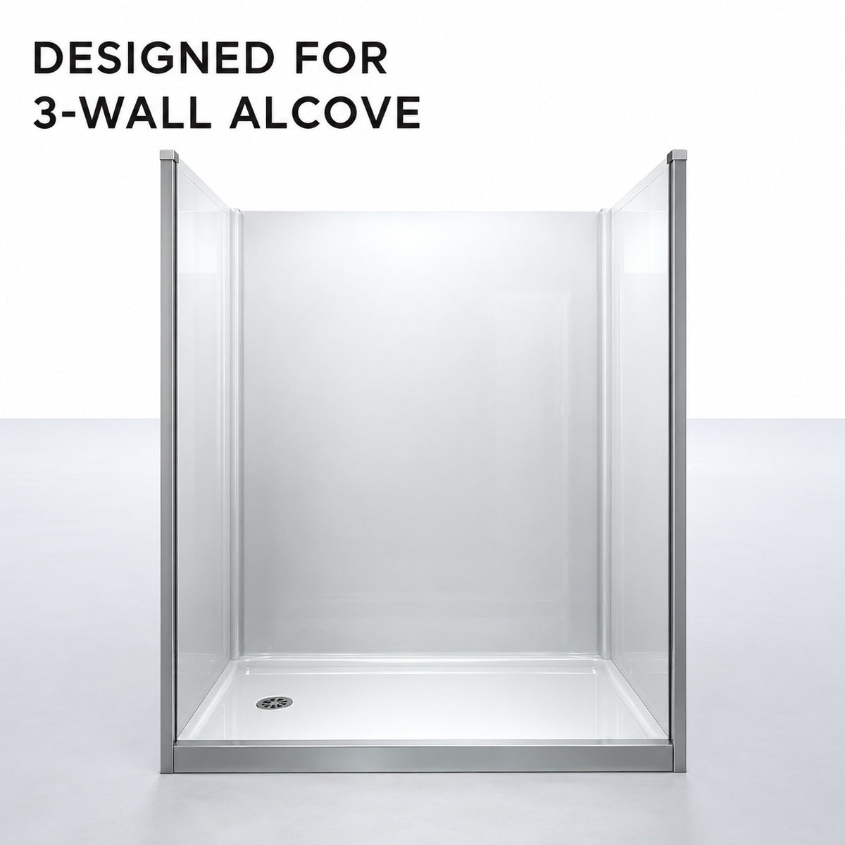 DreamLine SlimLine 48 in x 36 in Single Threshold Alcove Shower Pan Base in White with Center Drain DLT 1136480