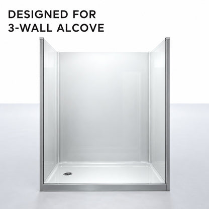 DreamLine SlimLine 48 in x 36 in Single Threshold Alcove Shower Pan Base in White with Center Drain DLT 1136480