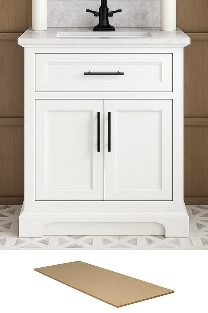 Home Decorators Collection Doveton 30 in Single Sink Freestanding White Bath Vanity with White Engineered Marble Top Assembled Doveton