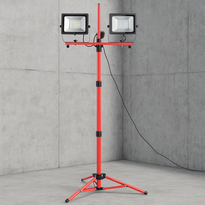 Work Light Waterproofed 10000 Lumen Dual head LED Jobsite Lighting with Adjustable and Foldable Tripod Stand TGDMCLED10000L61XV1