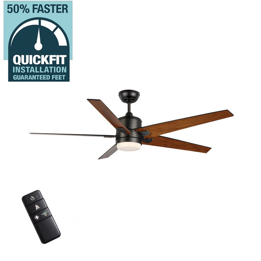 Mena 54 in. White Color Changing Integrated LED Indoor/Outdoor Matte Black Ceiling Fan with Light and Remote Control