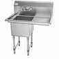 Koolmore 1 Compartment Stainless Steel NSF Commercial Kitchen Prep and Utility Sink with 1 Right Drainboard and Faucet 1CSS 1DB F