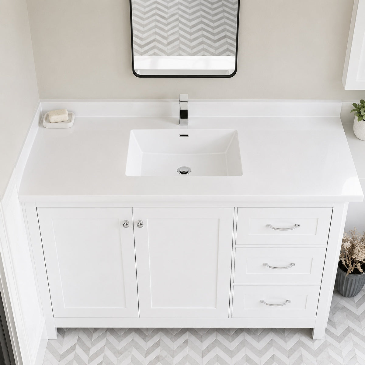 Swiss Madison 47 56 in W x 18 31 in D Ceramic Vanity Top in Glossy White