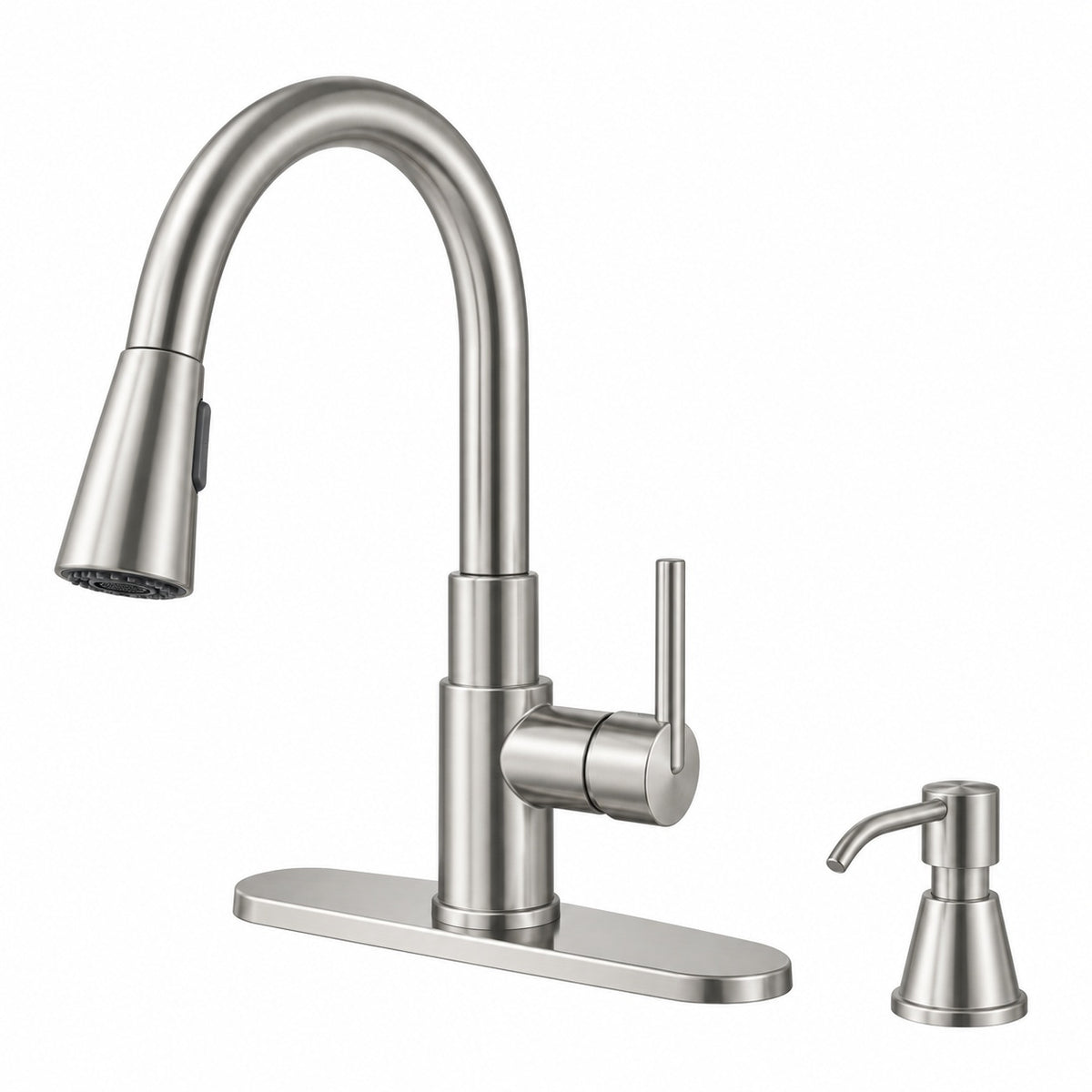 Glacier Bay Kagan Stainless Steel 15 in H Pull Down Sprayer Kitchen Faucet with 360 Swivel Spout 21 K153KSS GB