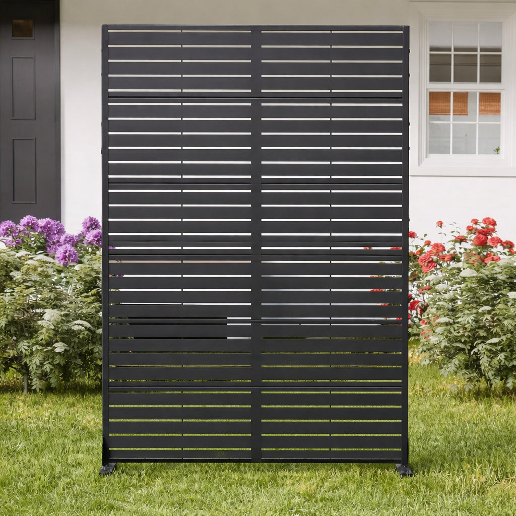 Lirago 75 In X 48 In Black Patio Privacy Screen With Stand