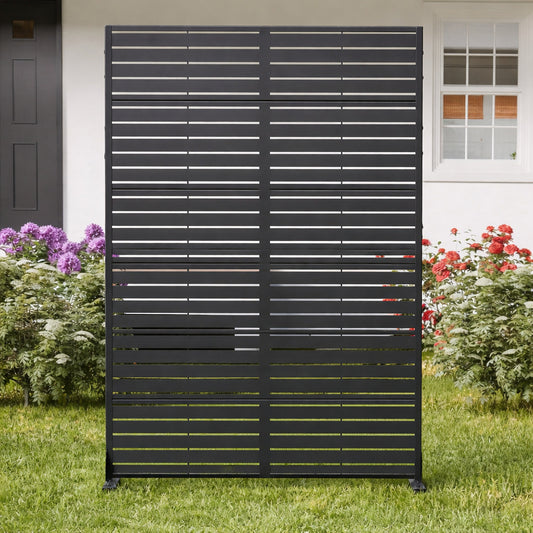 Lirago 75 In X 48 In Black Patio Privacy Screen With Stand