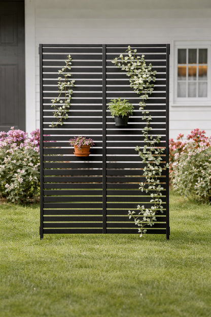 Lirago 75 In X 48 In Black Patio Privacy Screen With Stand