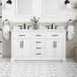 Doveton 60 in. Double Sink Freestanding White Bath Vanity with White Engineered Marble Top (Assembled) 828796115476 Home Decorators Collection