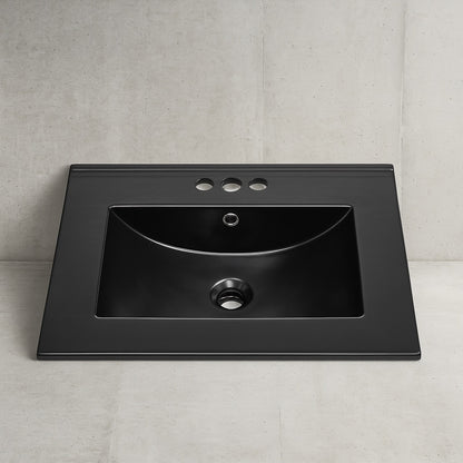24 in. W x 18.5 in. D Ceramic Vanity Top with 4 in. Centerset Faucet Holes in Matte Black
