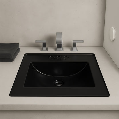24 in. W x 18.5 in. D Ceramic Vanity Top with 4 in. Centerset Faucet Holes in Matte Black