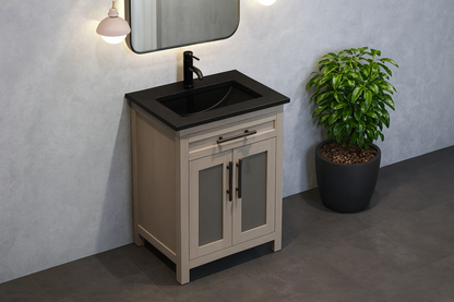 Swiss Madison 24 in. W x 18.5 in. D Ceramic Vanity Top with 4 in. Centerset Faucet Holes in Matte Black