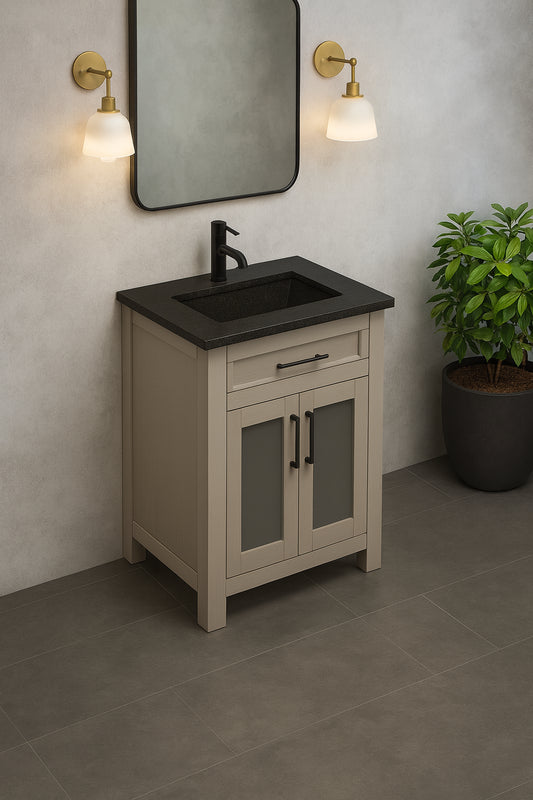 24 in W x 18 5 in D Ceramic Vanity Top in Matte Black SM VT324MB