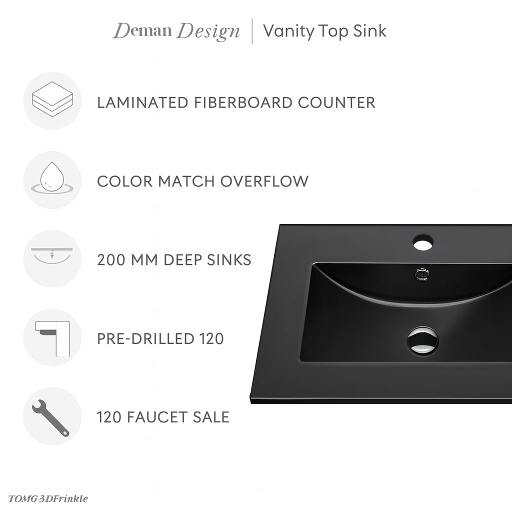 24 in W x 18 5 in D Ceramic Vanity Top in Matte Black SM VT324MB