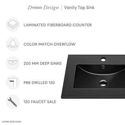 24 in W x 18 5 in D Ceramic Vanity Top in Matte Black SM VT324MB