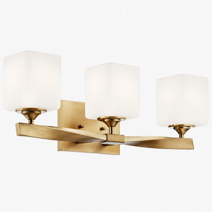 KICHLER Marette 23 in 3 Light Champagne Bronze Contemporary Bathroom Vanity Light with Satin Etched Cased Opal Glass 55002CPZ