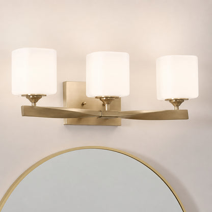 KICHLER Marette 23 in 3 Light Champagne Bronze Contemporary Bathroom Vanity Light with Satin Etched Cased Opal Glass 55002CPZ