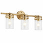 KICHLER Brinley 24 in 3 Light Champagne Bronze Vintage Bathroom Vanity Light with Clear Glass