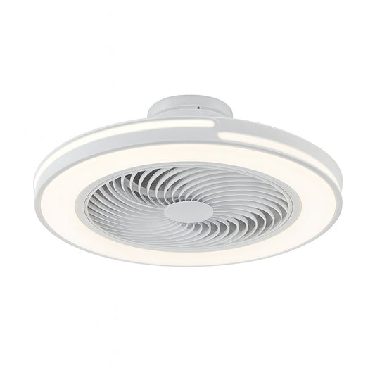 20 in White Modern Indoor Integrated LED Round Ceiling Fan with Remote Control 6 Speeds