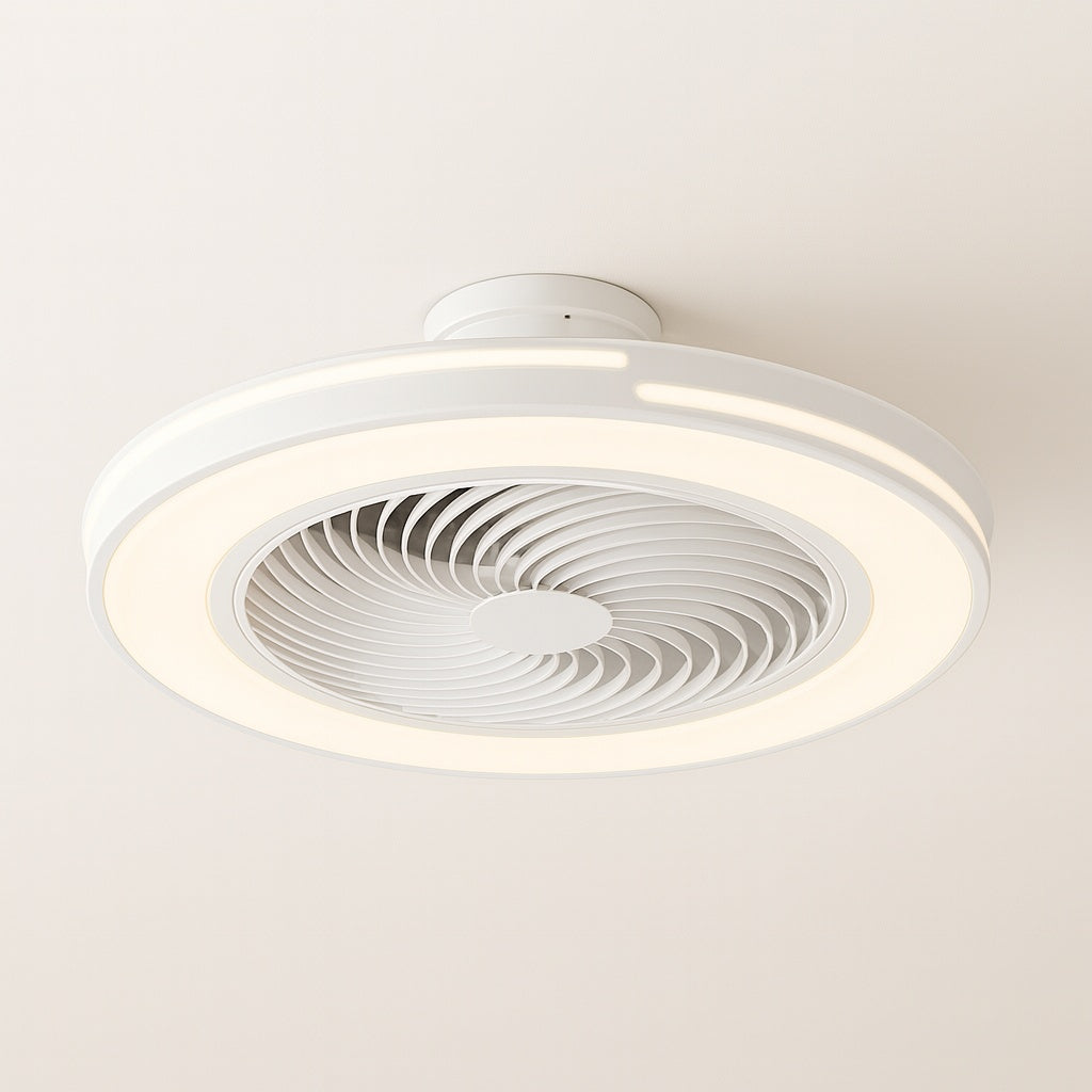 20 in White Modern Indoor Integrated LED Round Ceiling Fan with Remote Control 6 Speeds