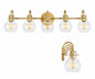 LNC Modern Light Gold Vanity Light 35 5 in 5 Light Bathroom Power Room Light with Globe Clear Glass Shades 7B32U2HD169W5S8