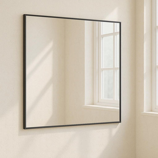 36 in W x 30 in H Modern Medium Rectangular Aluminum Framed Wall Mounted Bathroom Vanity Mirror in Black MR 2529BK/321750621 764742818568 GETLEDEL