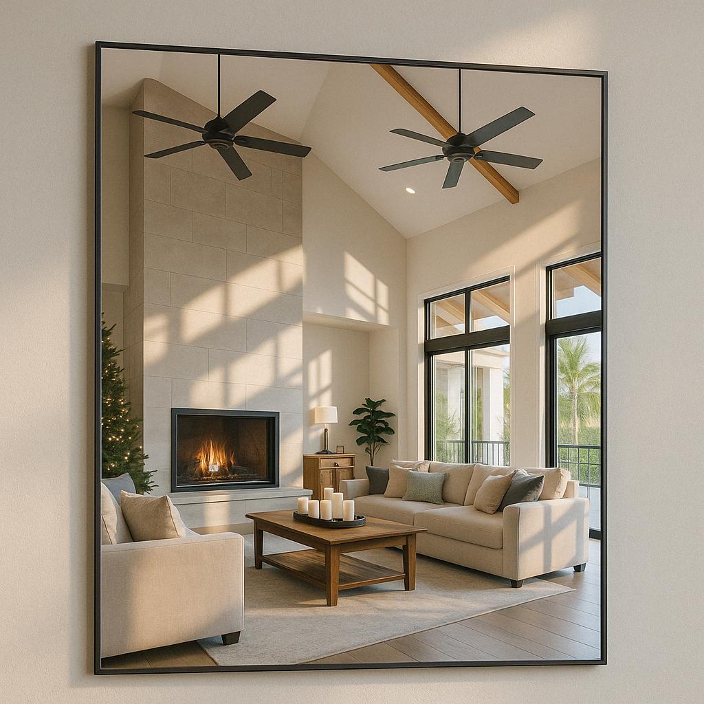 36 in W x 30 in H Modern Medium Rectangular Aluminum Framed Wall Mounted Bathroom Vanity Mirror in Black MR 2529BK/321750621 764742818568 GETLEDEL