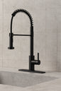 Single Handle Kitchen Faucet with Pull Down Function Sprayer Kitchen Sink Faucet with Deck Plate in Matte Black
