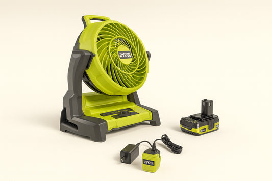 RYOBI ONE+ 18V Cordless 7-1/2 in. Bucket Top Misting Fan Kit with 1.5 Ah Battery and Charger