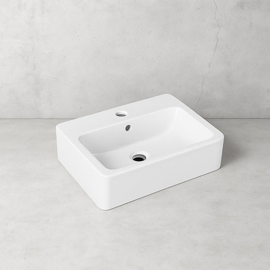 20 in. Ceramic Rectangular Vessel Bathroom Sink in White