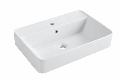 Glacier Bay 24 in x 17 in Ceramic Rectangular Vessel Bathroom Sink in White LW1825