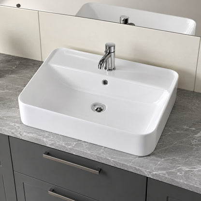 Glacier Bay 24 in x 17 in Ceramic Rectangular Vessel Bathroom Sink in White LW1825