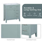 Virubi 30 in W Solid Wood Frame Bath Vanity in Green with White Ceramic Top 3 Drawers Storage Rack