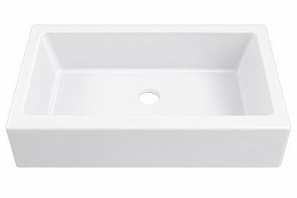 SINKOLOGY Parker 34 in 3 Hole Quick Fit Farmhouse Apron Front Drop In Single Bowl Crisp White Fireclay Kitchen Sink and Drain SK450 34FC B4