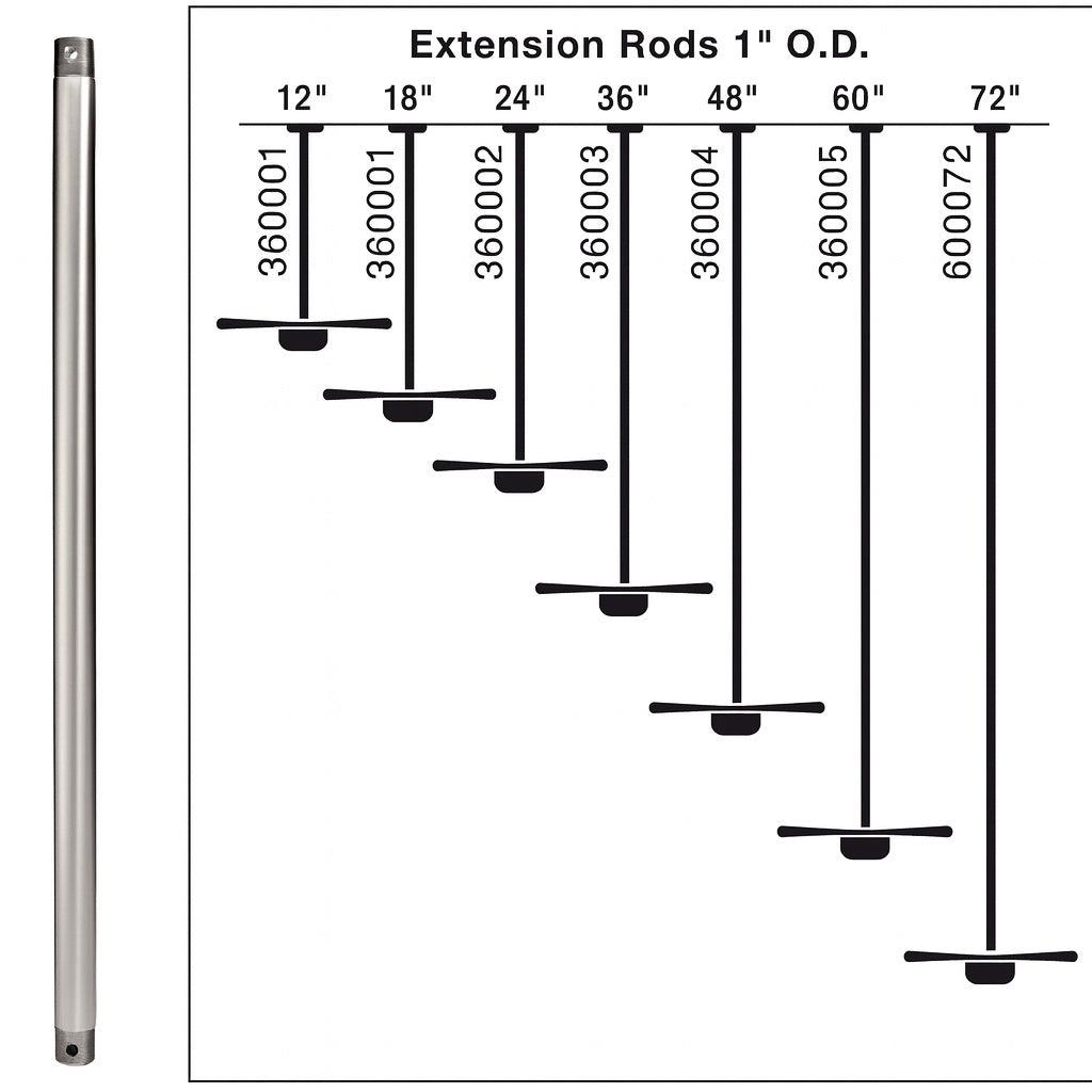 Independence 24 in. Polished Nickel Dual Threaded Ceiling Fan Extension Downrod