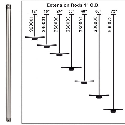 Independence 24 in. Polished Nickel Dual Threaded Ceiling Fan Extension Downrod