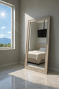 Rustic Floor Mirror, Framed Full Length Mirror Farmhouse Floor Mirror Faux Wood Hanging Wall Mirror 66" x 32", White 99312988847 HOMESTOCK