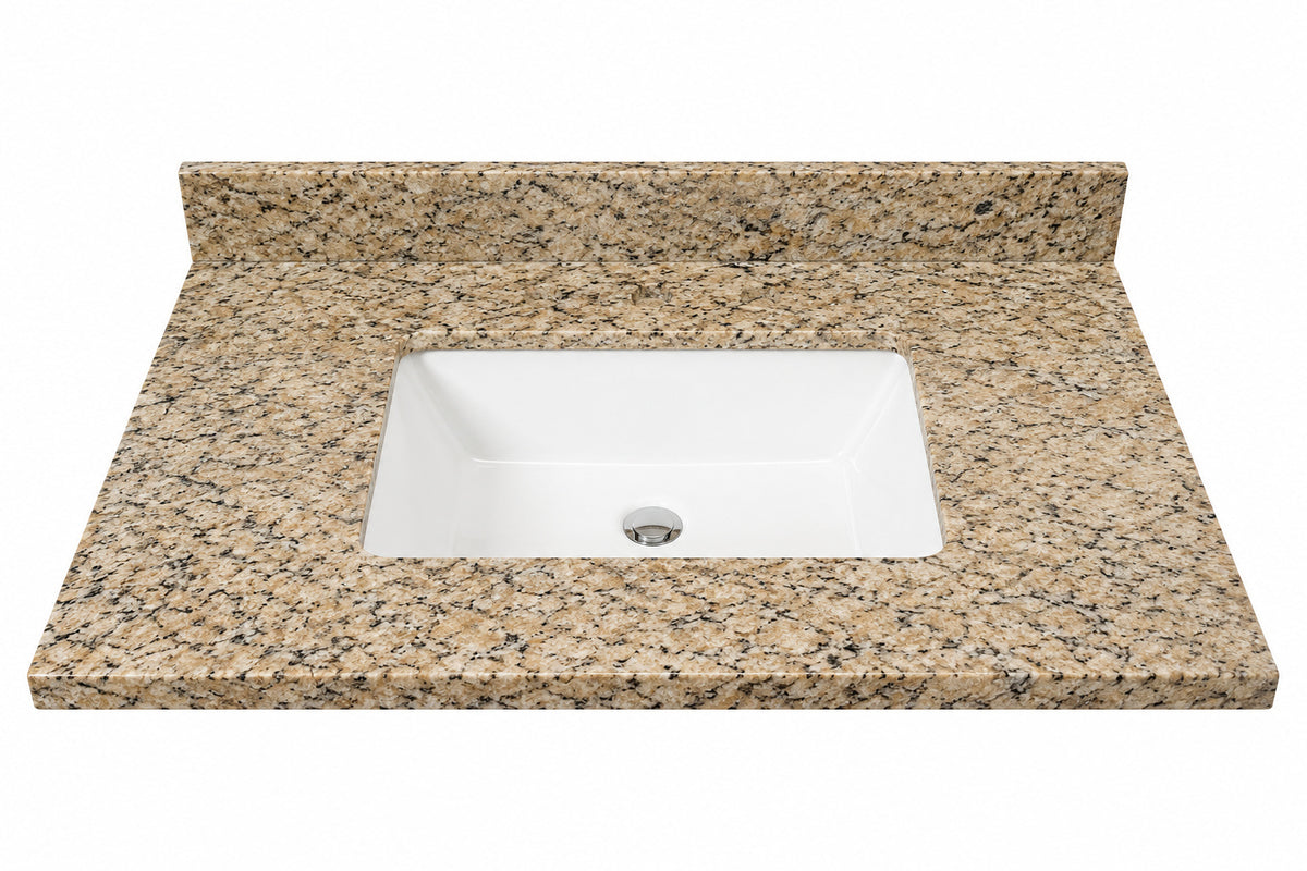 Home Decorators Collection 31 in W x 22 in D Granite White Rectangular Single Sink Vanity Top in Beige GT31GO R