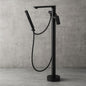Kafir Singe Handle Floor Mount Freestanding Bathtub Faucet Filer with Hand Shower in Matte Black