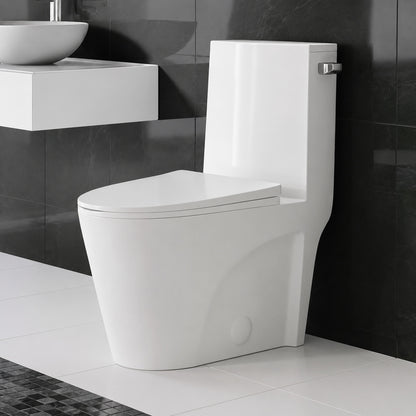 Swiss Madison St Tropez 1 piece 1 28 GPF Single Flush Elongated Toilet in Glossy White Seat Included SM 1T252