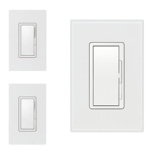 Feit Electric Smart Wi Fi Connected White Dimmer Switch for Dimmable 150W LED and 450W Incandescent Bulbs Single Pole or 3 Way 3 Pack DIM WIFI