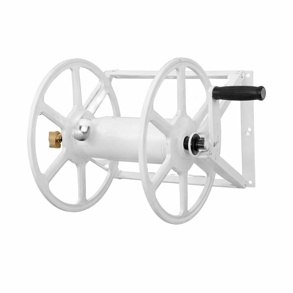 Hampton Bay 200 ft White Steel Dual mount Wall Mounted Garden Hose Reel