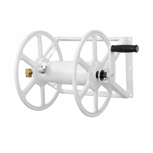 Hampton Bay 200 ft White Steel Dual mount Wall Mounted Garden Hose Reel